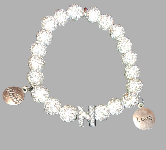 Rhinestone "N" Bracelet with Charms