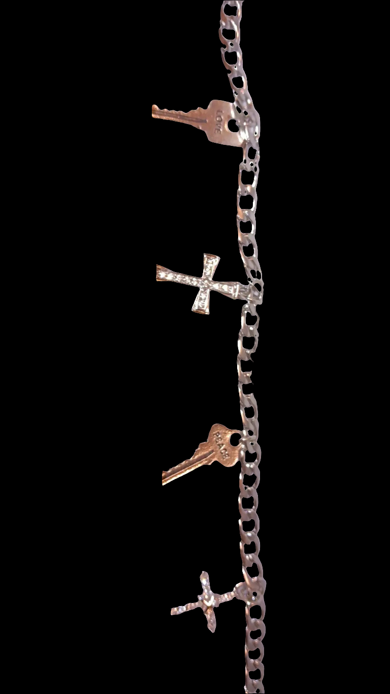 Cuban Link 22" Chain w/ Rhinestone Cross & inspirational Charms