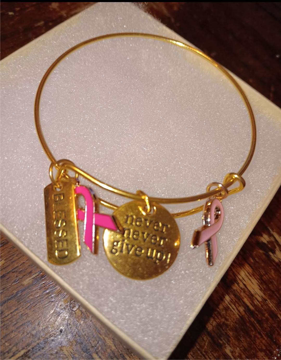 Gold Breast Cancer 🎀 Inspirational Bracelet ✨️