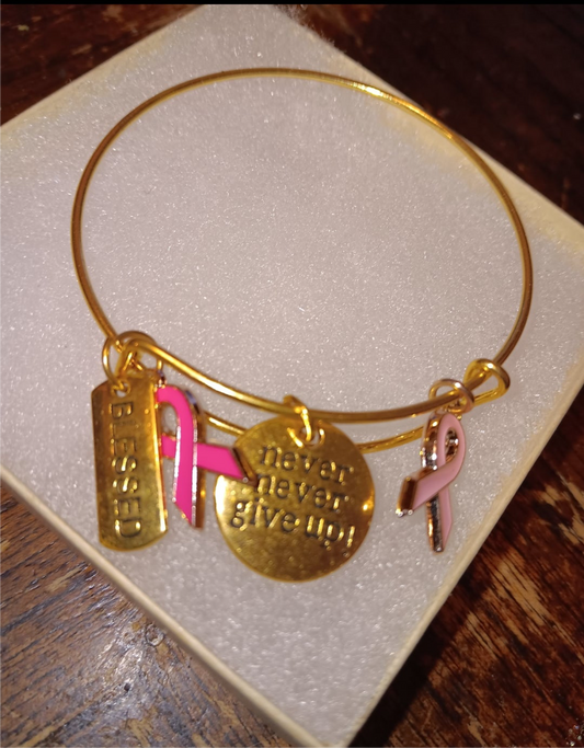 Gold Breast Cancer 🎀 Inspirational Bracelet ✨️