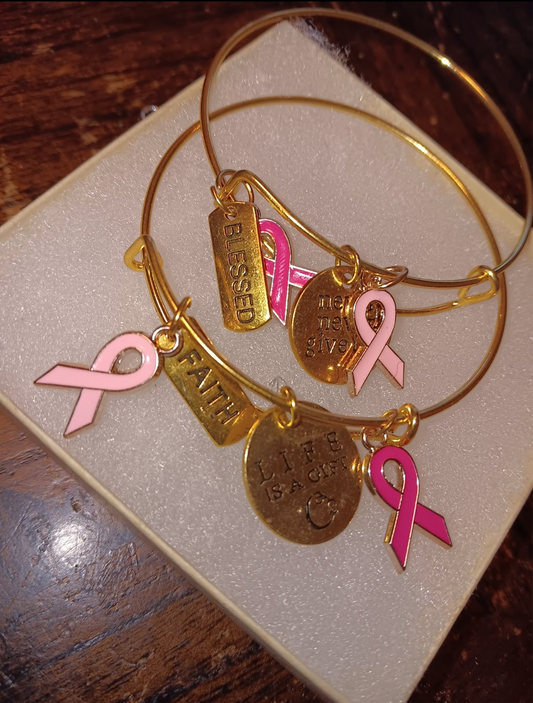 Gold Breast Cancer 🎀 Inspirational Bracelet ✨️