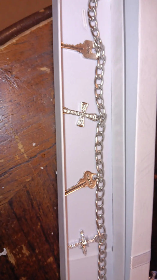 Cuban Link 22" Chain w/ Rhinestone Cross & inspirational Charms
