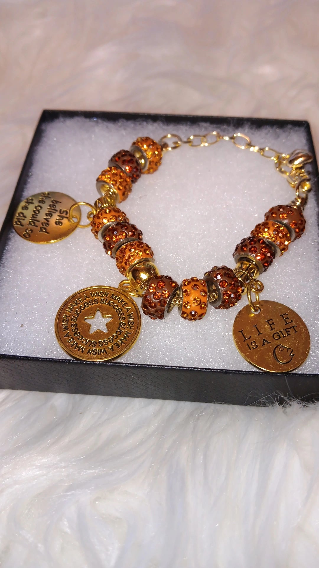 Gold inspirational Handmade Bracelets with Charms Collection