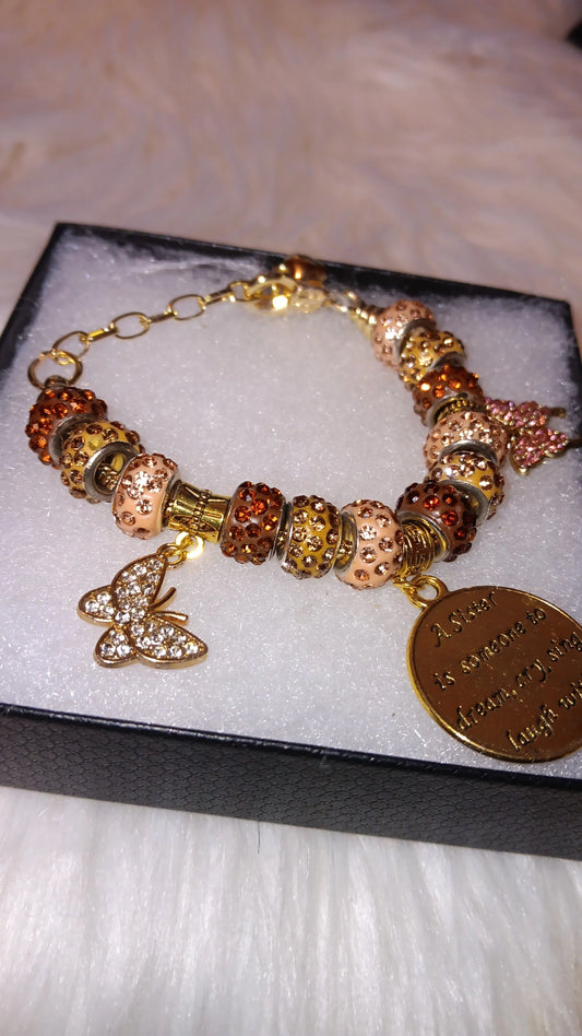 Gold inspirational Handmade Bracelets with Charms Collection